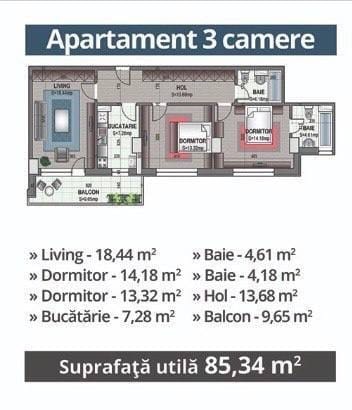 3 Camere IN Rezidential 2 Militari