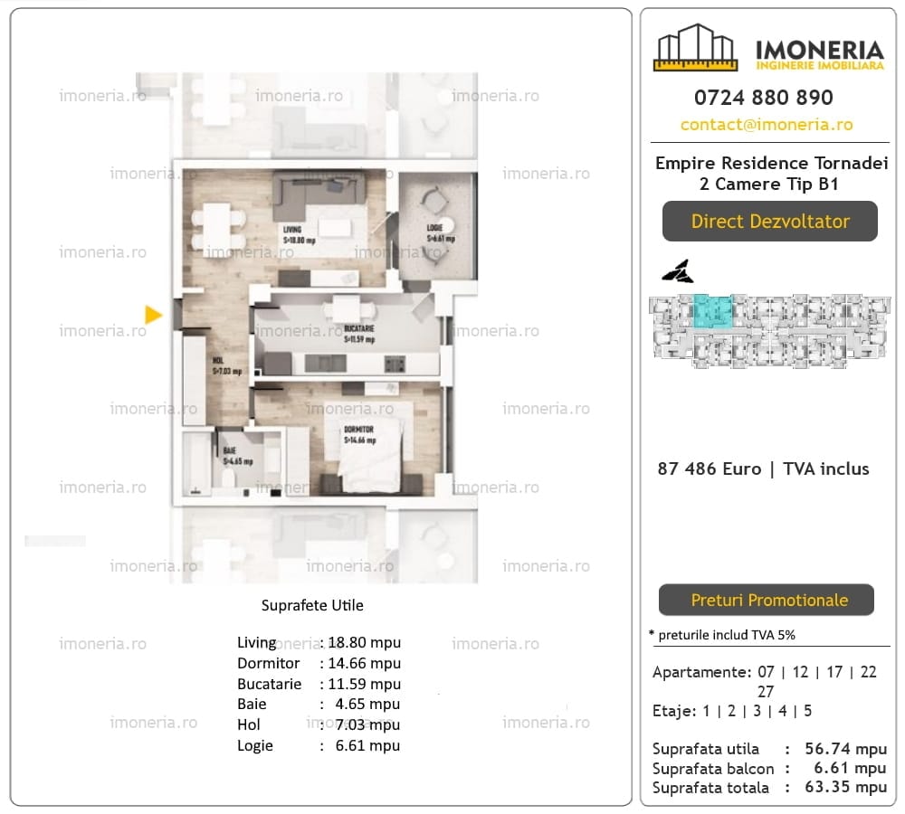 2 Camere Empire Residence Tornadei