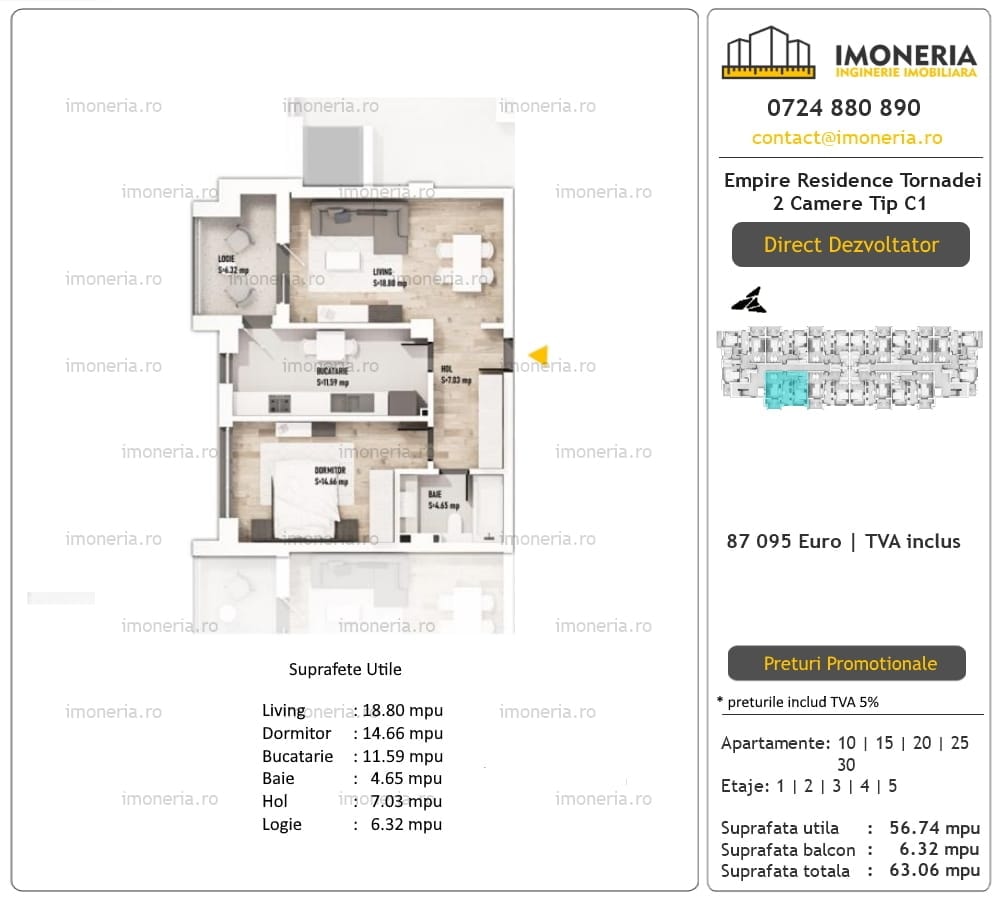 2 Camere Empire Residence Tornadei