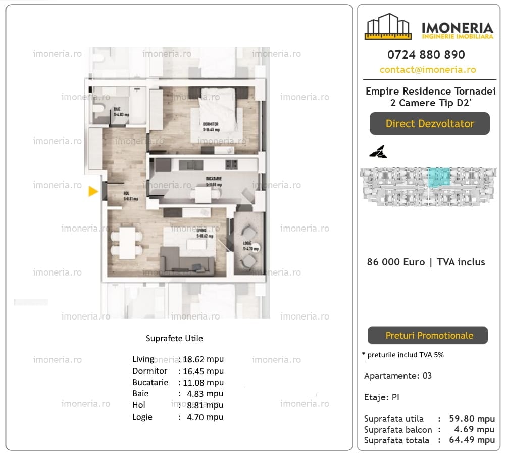 2 Camere Empire Residence Tornadei