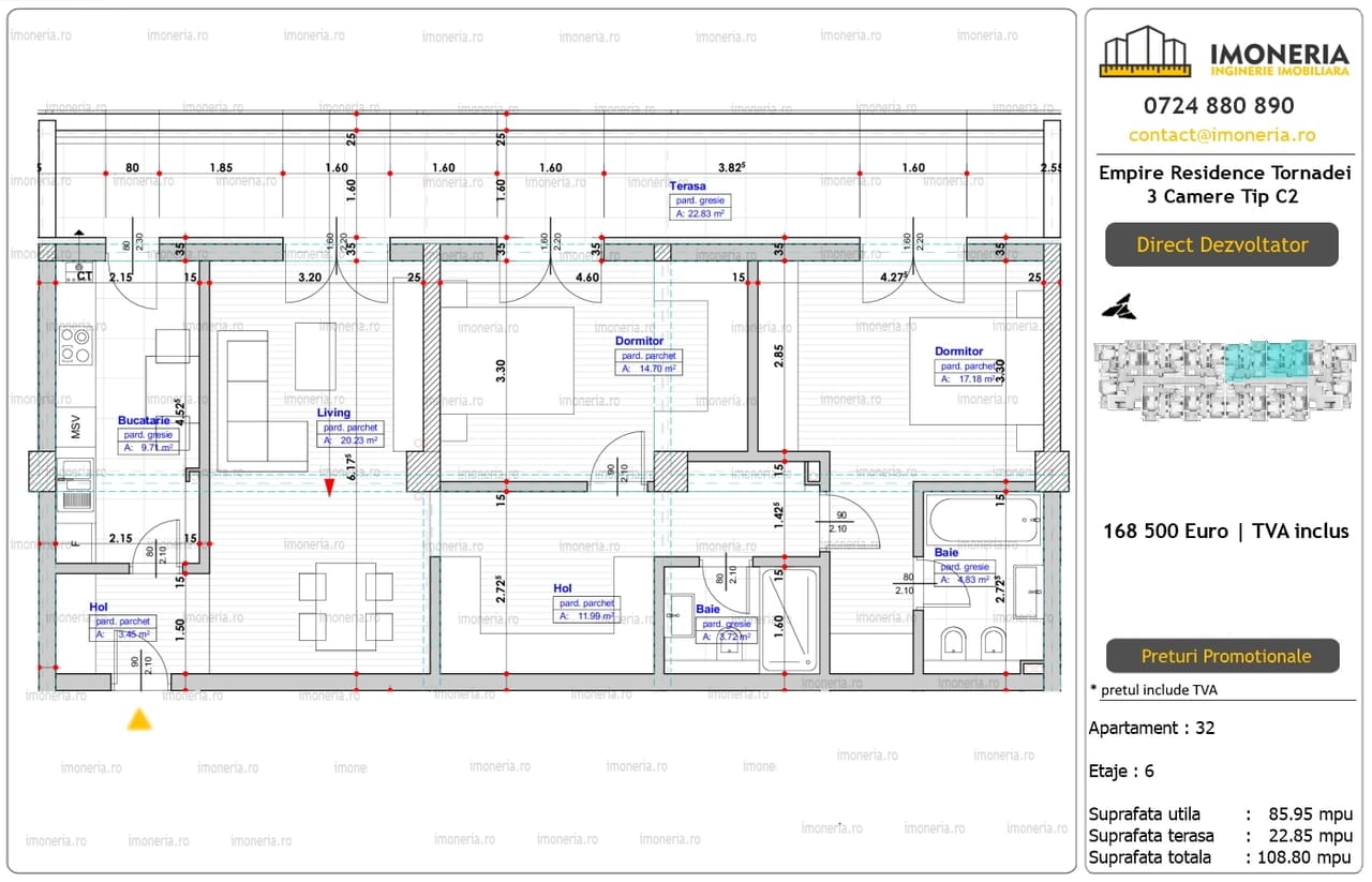 3 Camere Empire Residence Tornadei