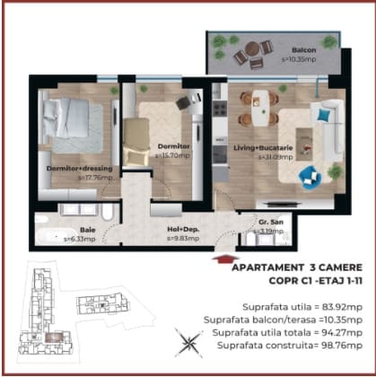 3 Camere Metropolitan Viilor